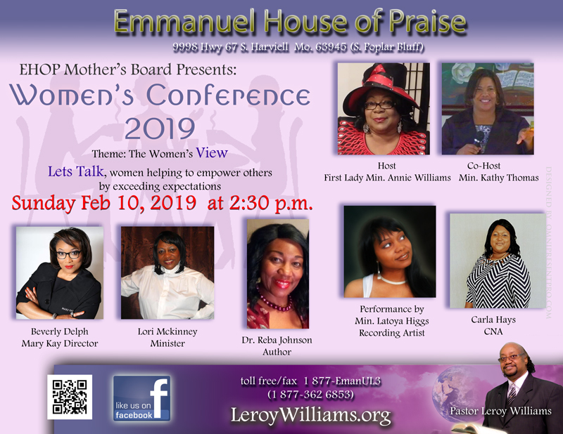 EHOP Women's Conference 2019 Hosted by First Lady Annie Williams and Min. Kathy Thoms, musical performance by Latoya Williams-Higgs